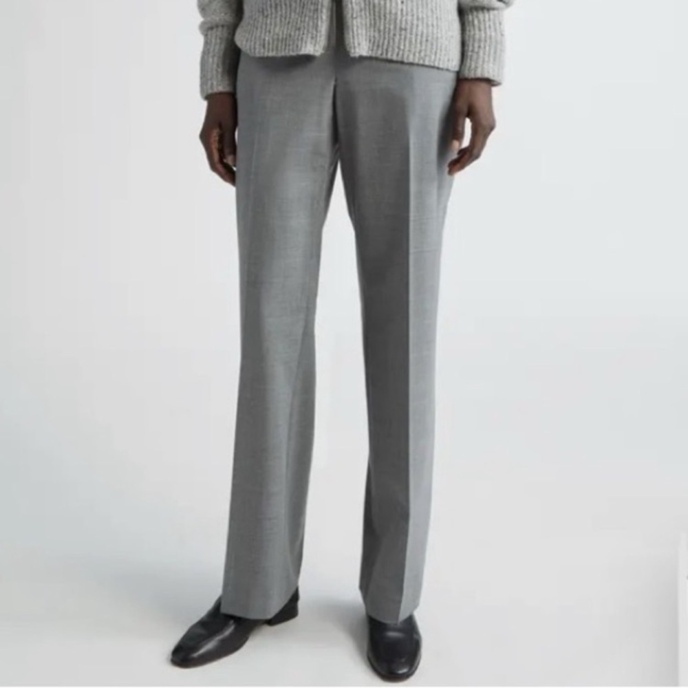 Lafayette 148 New York Straight Leg Wool Pants Gray Trousers Fall Academia